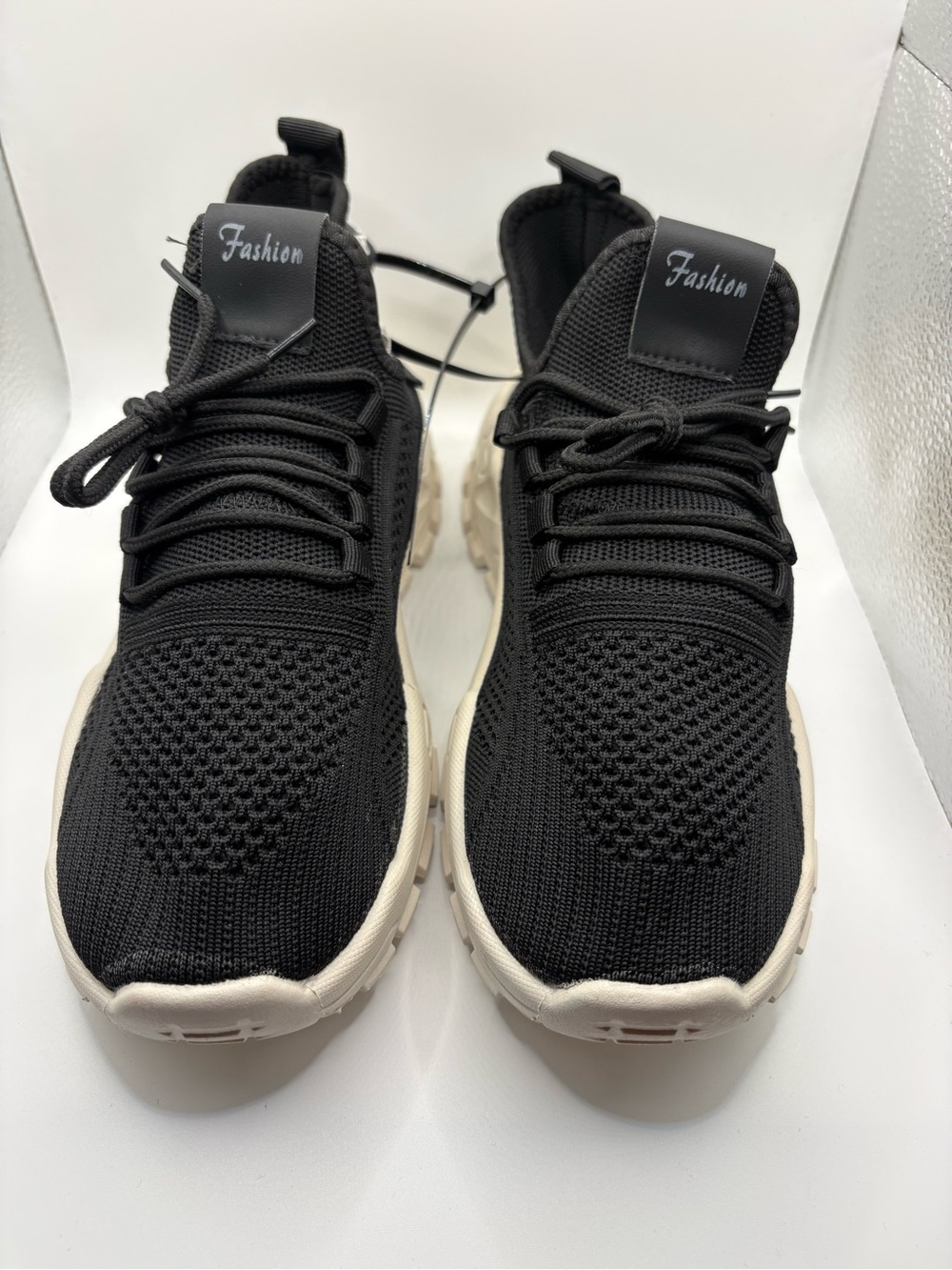 Women’s US 9 EU 40 Black Chunky Knit Platform Sneakers Fashion Shoes